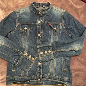 Levi Jean jacket no collar worn look medium